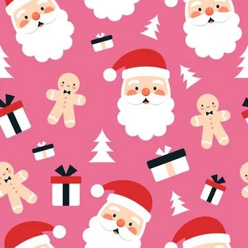 Cute Christmas seamless pattern with Santa Claus Stock Illustration