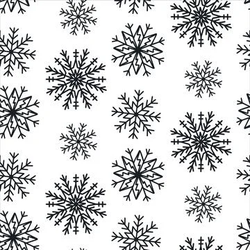 Cute Christmas seamless pattern with snowflakes isolated on white background Stockillustratie