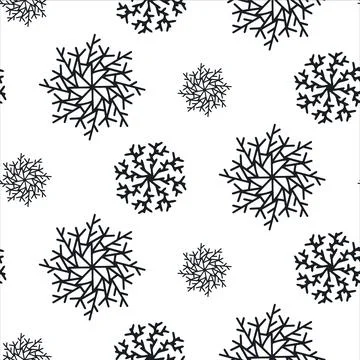 Cute Christmas seamless pattern with snowflakes isolated on white background Stock Illustration