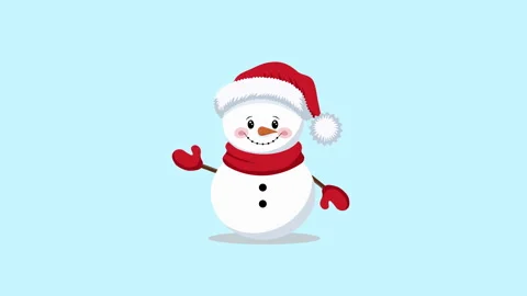 Cute Christmas Snowman Waving and Blinking Flat Animation Video stock 338391853