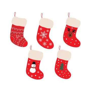 Cute Christmas Socks set - vector cartoon Illustration Stock Illustration