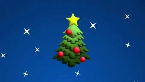 Cute Christmas tree with big red balls. Copy space for text, 3D effect Stock Footage 254759225