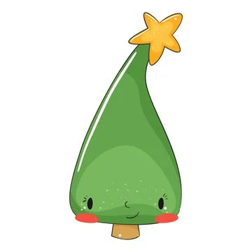 Cute christmas tree in doodle style. Vector illustration. Stock Illustration