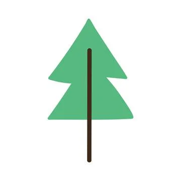 Cute Christmas tree isolated element on white. Doodle hand drawn winter pine Stock Illustration