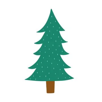 Cute Christmas tree isolated element on white. Doodle winter pine Stock Illustration