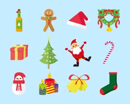 Cute Christmas Vector Icon Pack Stock Illustration