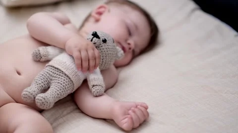 Cute chubby baby sleeping on back Stock Video Pond5