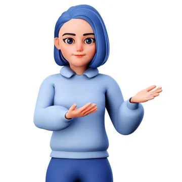 Cute Chubby Cartoon Character Presenting to Right Side with Both Hand Иллюстрация