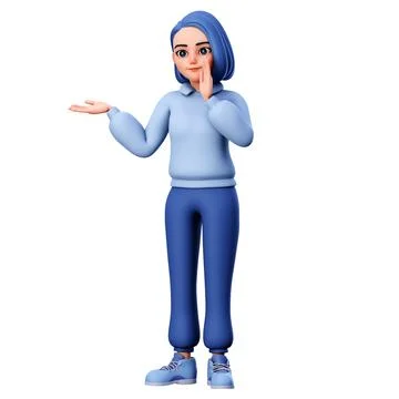 Cute Chubby Cartoon Character With Presenting and Marketing Gesture Иллюстрация