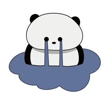 Cute chubby panda cries and swims in a puddle Stock Illustration