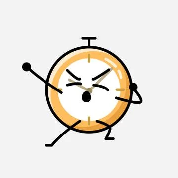 Cute Clock Mascot Vector Character in Flat Design Style Stockillustratie