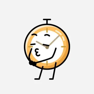 Cute Clock Mascot Vector Character in Flat Design Style Stockillustratie