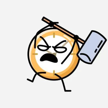 Cute Clock Mascot Vector Character in Flat Design Style イラスト素材