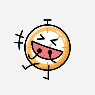 Cute Clock Mascot Vector Character in Flat Design Style イラスト素材