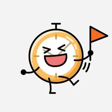 Cute Clock Mascot Vector Character in Flat Design Style Stockillustratie