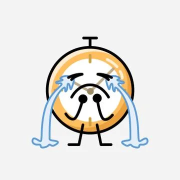 Cute Clock Mascot Vector Character in Flat Design Style Stockillustratie