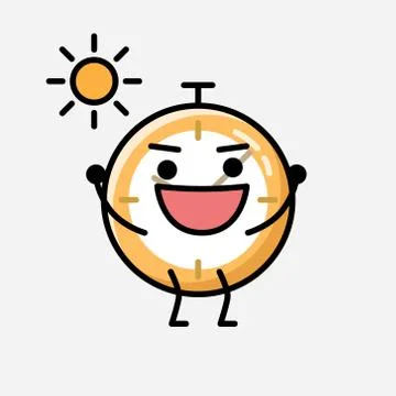 Cute Clock Mascot Vector Character in Flat Design Style イラスト素材