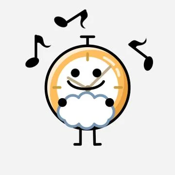 Cute Clock Mascot Vector Character in Flat Design Style Stockillustratie