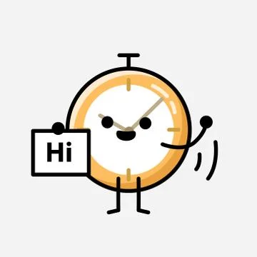 Cute Clock Mascot Vector Character in Flat Design Style 스톡 일러스트