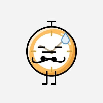 Cute Clock Mascot Vector Character in Flat Design Style Illustrazione stock