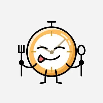 Cute Clock Mascot Vector Character in Flat Design Style Stockillustratie