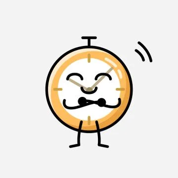 Cute Clock Mascot Vector Character in Flat Design Style Stockillustratie