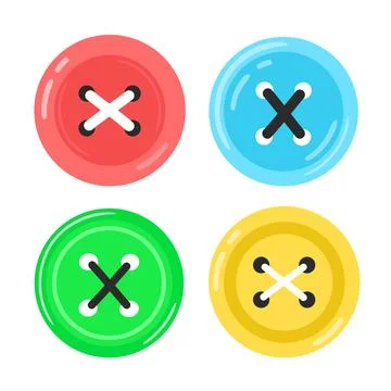Cute clothing buttons bundle set. Vector flat cartoon illustration design Stock Illustration