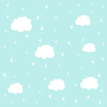 Cute cloud and rain pattern background Stock Illustration