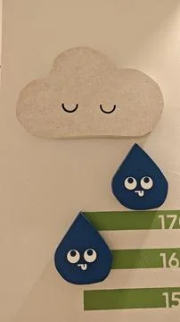 Cute Cloud and Raindrop Characters Stock Photos