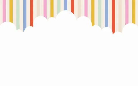 Cute cloud background with pastel rainbow stripes and copy space for text. .. Stock Illustration