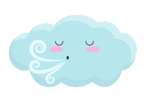 Cute cloud blowing Stock Illustration