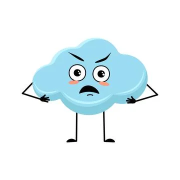 Cute cloud character with angry emotions Stock Illustration