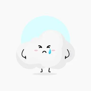 Cute cloud character crying Stock Illustration