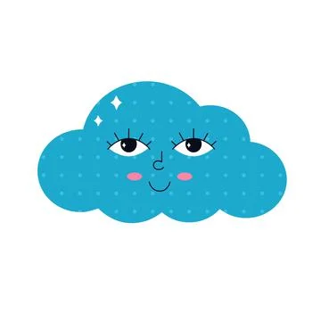 Cute cloud character in retro style with eyes. Hippie, psychedelic, retro Stockillustratie