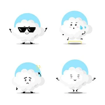 Cute cloud character set collection Stock Illustration