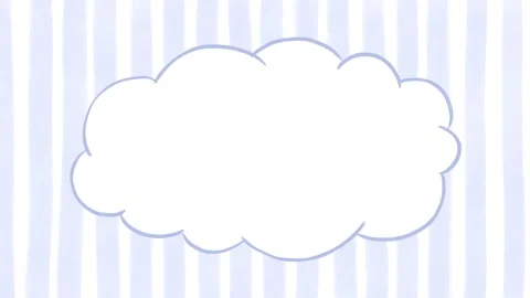 Cute cloud frame on pastel blue vertical stripes seamless loop animation Stock Footage 340259552