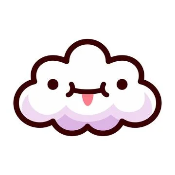 Cute Cloud Icon in Cartoon Style Stock Illustration