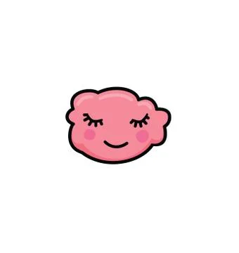 Cute cloud kawaii face vector illustration design. Dreaming pink cloud 스톡 일러스트