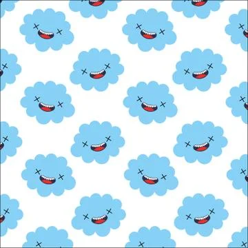 Cute cloud kawaii pattern Stock Illustration