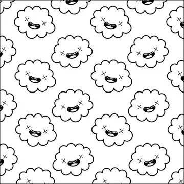 Cute cloud kawaii pattern Stock Illustration
