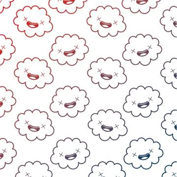 Cute cloud kawaii pattern Stock Illustration