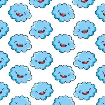 Cute cloud kawaii pattern Stock Illustration