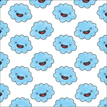 Cute cloud kawaii pattern Stock Illustration