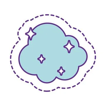 Cute cloud patch line and fill style icon vector design Illustrazione stock