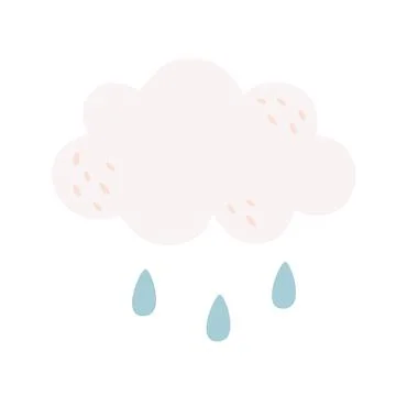 Cute cloud with rain drops. Hand drawn vector illustration Иллюстрация