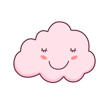 Cute cloud smiling cartoon on a white background Stock Illustration