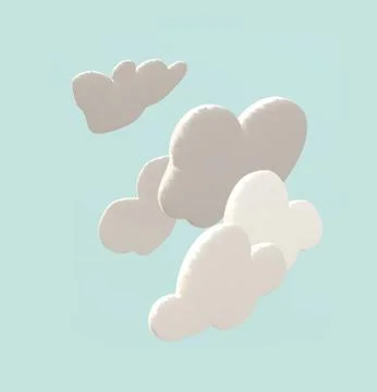 Cute clouds 3d with blue sky background Stock Illustration