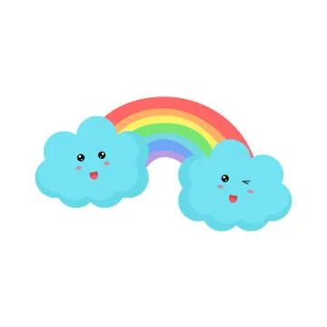 Cute clouds and rainbow drawing vector illustration design Stock Illustration