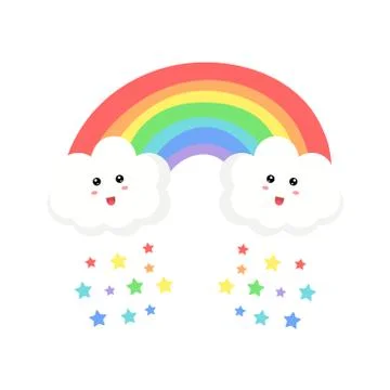 Cute clouds and rainbow drawing vector illustration design Stock Illustration