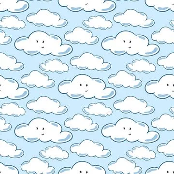 Cute clouds characters seamless pattern Stockillustratie